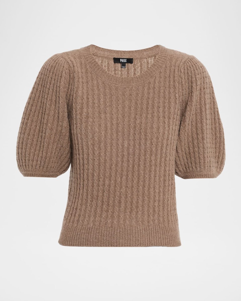 Lucerne Short-Sleeve Cable-Knit Cashmere Sweat